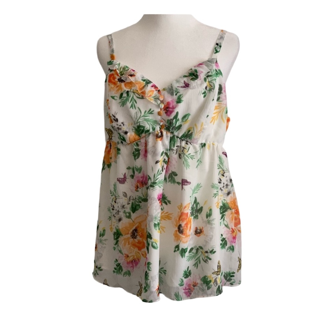 TORRID Women’s White Floral Adjustable Strap Blouse